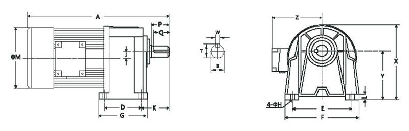 GH卧式三相标准型(刹车)减速马达齿轮减速电机图纸