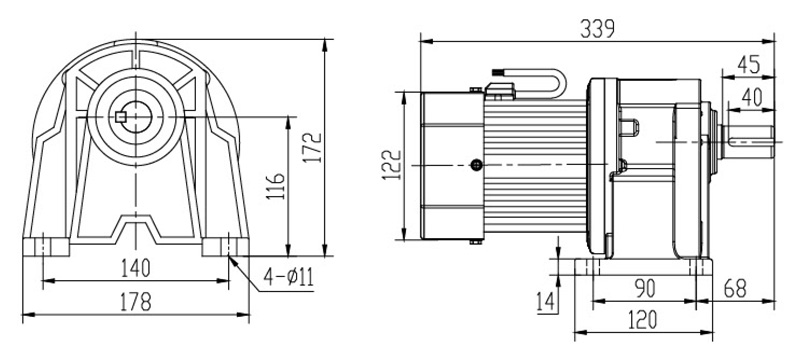SH28-750W微型永磁减速电机图纸